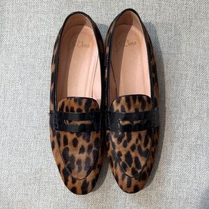 J. Crew Animal Print Loafers with Black Accents